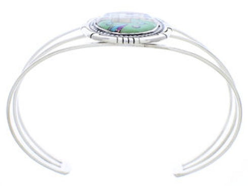 Multicolor Silver Native American Village Design Cuff Bracelet MX27454